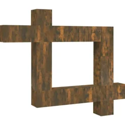 vidaXL Tv-Bänkar>Tv-skåp 9 delar rökfärgad ek konstruerat trä