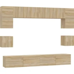 vidaXL Tv-Bänkar>Tv-skåp 8 delar sonoma-ek konstruerat trä