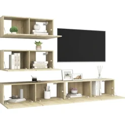 vidaXL Tv-Bänkar>TV-skåp 4 delar sonoma-ek konstruerat trä