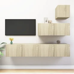 vidaXL Tv-Bänkar>TV-skåp 4 delar sonoma-ek konstruerat trä