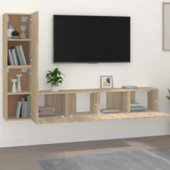 vidaXL Tv-Bänkar>Tv-skåp 4 delar sonoma-ek konstruerat trä