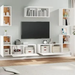 vidaXL Tv-Bänkar>Tv-skåp 7 delar konstruerat trä