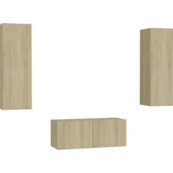 vidaXL Tv-Bänkar>TV-skåp set 3 delar sonoma-ek konstruerat trä