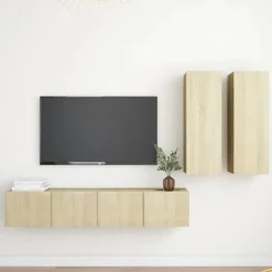 vidaXL Tv-Bänkar>TV-skåp set 4 delar sonoma-ek konstruerat trä