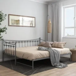 vidaXL Sängar>Utdragbar sängram bäddsoffa metall 90x200 cm