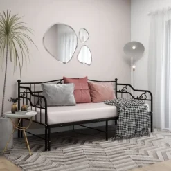 vidaXL Soffor>Utdragbar sängram bäddsoffa metall 90x200 cm