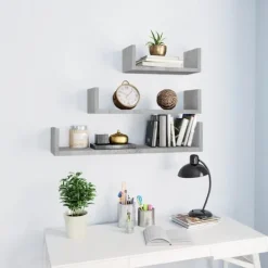 vidaXL Hyllor>Vägghylla 3 st betong konstruerat trä