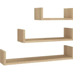 vidaXL Hyllor>Vägghylla 3 st sonoma ek konstruerat trä