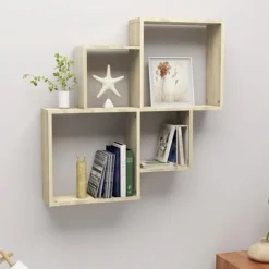 vidaXL Hyllor>Vägghylla kubformad sonoma-ek 80x15x78,5 cm konstruerat Brun