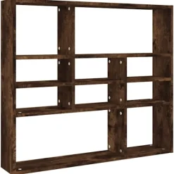 vidaXL Hyllor>Vägghylla rökfärgad ek 90x16x78 cm konstruerat trä