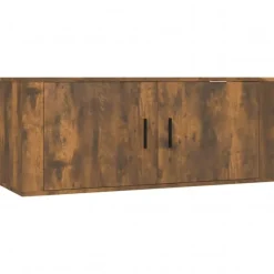 vidaXL Tv-Bänkar>Väggmonterad tv-bänk rökfärgad ek 100x34,5x40 cm