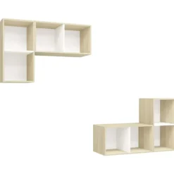 vidaXL Tv-Bänkar>Väggmonterade tv-skåp 4 st och sonoma-ek konstruerat trä