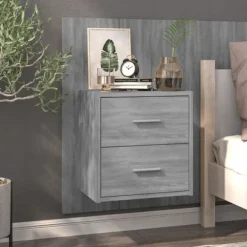 vidaXL Byråer>Väggmonterat sängbord grå sonoma Grå