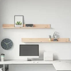 vidaXL Hyllor>Väggskåp 2 st grå 110x11x9 cm massiv furu