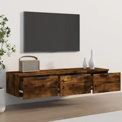 vidaXL Tv-Bänkar>Väggskåp rökfärgad ek 102x30x20 cm konstruerat trä