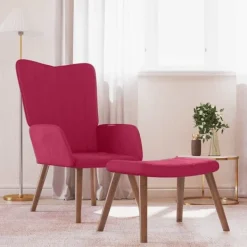 vidaXL Fåtöljer>Vilstol med fotpall vin sammet