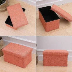 Sittpuffar>Vikbar Förvaringsottoman Med Vikbar Leksakslåda Förvaringslåda Linne Tyg Ottomaner Bänk Fotstöd För Sovrum Vardagsrum