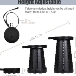 Pallar>Vikbar teleskopisk pall, maxlast 400 kg, lämplig för vuxna utomhusfiske, vandring, trädgårdsarbete, resor, grillning