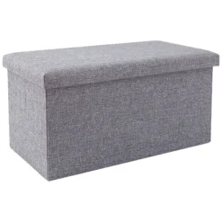 Sittpuffar>Vikbar Tygförvaringsottoman Hopfällbar Fotpall Multifunktionell Förvaringslåda Vardagsrum Sovrum Grå