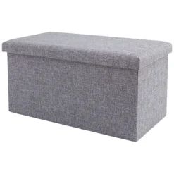Sittpuffar>Vikbar Tygförvaringsottoman Hopfällbar Fotpall Multifunktionell Förvaringslåda Vardagsrum Sovrum Grå