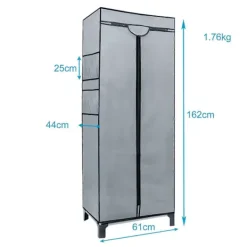 Skåp>Vikbart tygskåp garderob med klädstång 68 x 45 x 175 cm