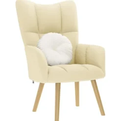 vidaXL Fåtöljer>Vilstol gräddvit tyg