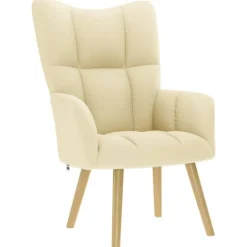 vidaXL Fåtöljer>Vilstol gräddvit tyg