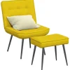 vidaXL Fåtöljer>Vilstol med fotpall gul sammet