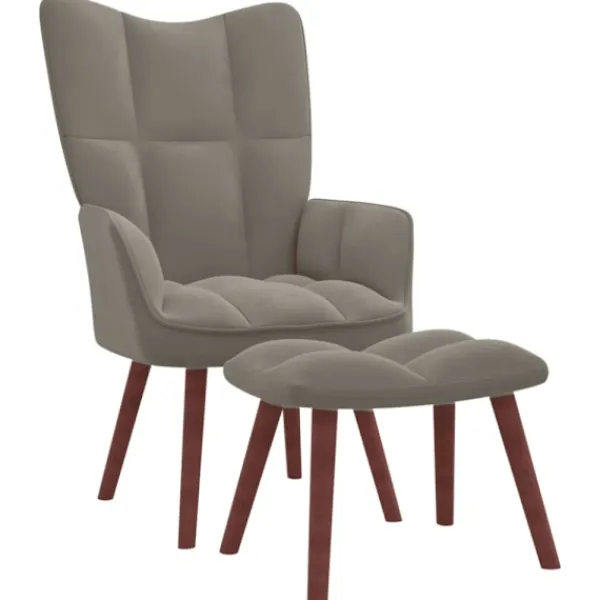 vidaXL Fåtöljer>Vilstol med fotpall ljusgrå sammet