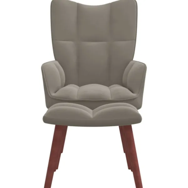 vidaXL Fåtöljer>Vilstol med fotpall ljusgrå sammet