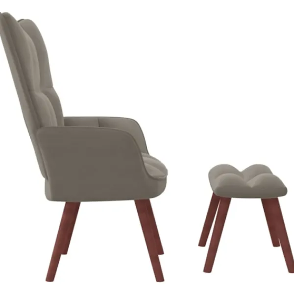 vidaXL Fåtöljer>Vilstol med fotpall ljusgrå sammet