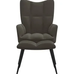 vidaXL Fåtöljer>Vilstol med fotpall mörkgrå sammet