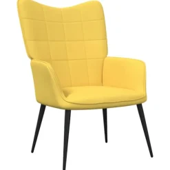 vidaXL Fåtöljer>Vilstol med fotpall senapsgul tyg