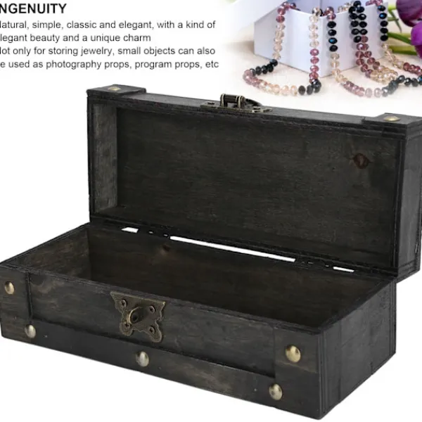 Xuigort Kistor & Koffertar>Vintage förvaringslåda Antik stil Smycken Prydnadssaker Organizer Retro Skattkista (6702ADH Grå Fällbart Spänne)