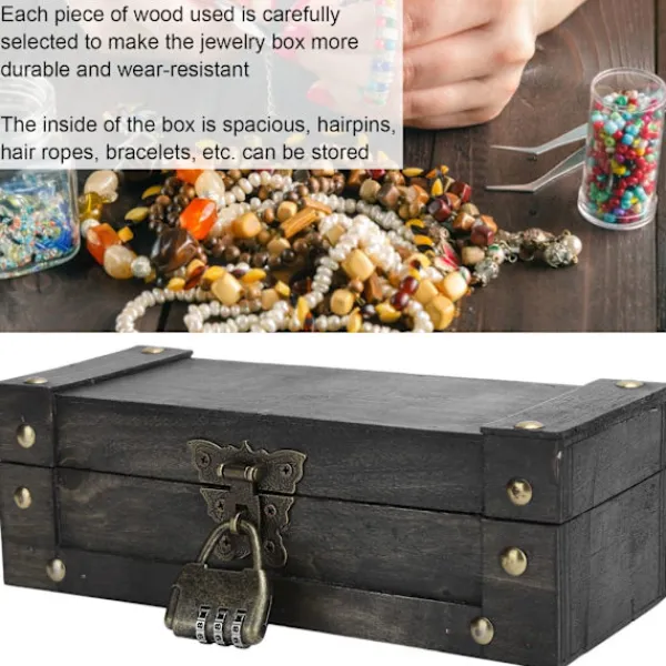 Xuigort Kistor & Koffertar>Vintage förvaringslåda Antik stil Smycken Prydnadssaker Organizer Retro Skattkista (6702ADH Grå Fällbart Spänne)