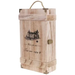 unbranded Kistor & Koffertar>Vintage Trälåda för 2 Rödvinsflaskor, Bärlåda för Förvaring och Transport D