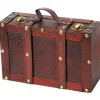 VINTIQUEWISE Kistor & Koffertar>- QI003053 - Vintage-liknande resväska med remmar, Antik Körsbär, Liten, 20,32 x 12,7 x 7,65 cm