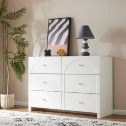 Byråer>Vit byrå med 6 lådor – förvaringsutrymme för vardagsrum och sovrum – 120x82x40 cm