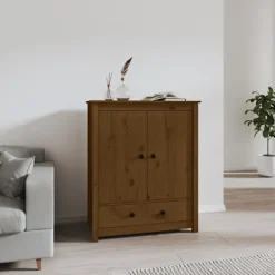 vidaXL Skåp>Vitrinskåp honungsbrun 83x41,5x100 cm massiv furu