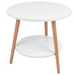 Småbord>Vitt 2-lagers förvaringssoffbord sidobord vardagsrum balkongmöbler för hemmet