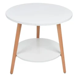 Småbord>Vitt 2-lagers förvaringssoffbord sidobord vardagsrum balkongmöbler för hemmet