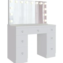 BellaFurn Sminkbord>Vitt sminkbord - toalettbord - LED -belysning, USB -portar