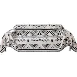 Soffor>Vändbart sofföverdrag Chenille Jacquard Geometrisk Boho, Beige Svart Sofföverdrag för sektionssoffa Chic Möbelskydd 180x150-FQ6-