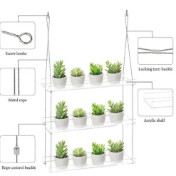 Hyllor>3-Vånings Fönsterhyllor för Växter 40 cm, Hängande Flytande Hylla i Akryl