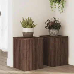 vidaXL Småbord>Växtställ 2 st brun ek 25x25x35 cm konstruerat trä