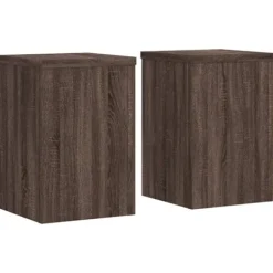 vidaXL Småbord>Växtställ 2 st brun ek 25x25x35 cm konstruerat trä