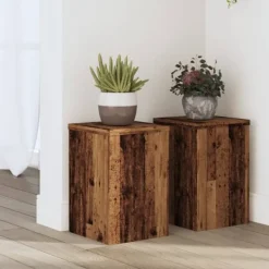 vidaXL Småbord>Växtställ 2 st åldrat trä 20x20x30 cm konstruerat trä