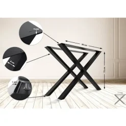 BellaFurn Matbord>X -formade bordsben - Stålram - Hållbar och modern design