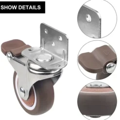 Småbord>4x Hjul - 25 mm för möbler Små svängbara hjul med broms one-WELLNGS