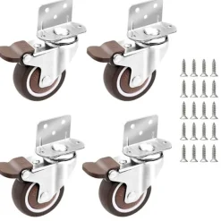 Skåp>4x 25mm Svängbara Möbelhjul med Bromsar för Små Skåp & Stolar[JUN]